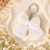 Handmade Crochet Bow Keychain - White