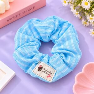 Korean Style Striped Oversized Hair Scrunchie for Girls & Women – Soft Pastel Hair Tie | Cute & Trendy Hair Accessories |