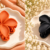 Flower Hair Claw - Orange & Black